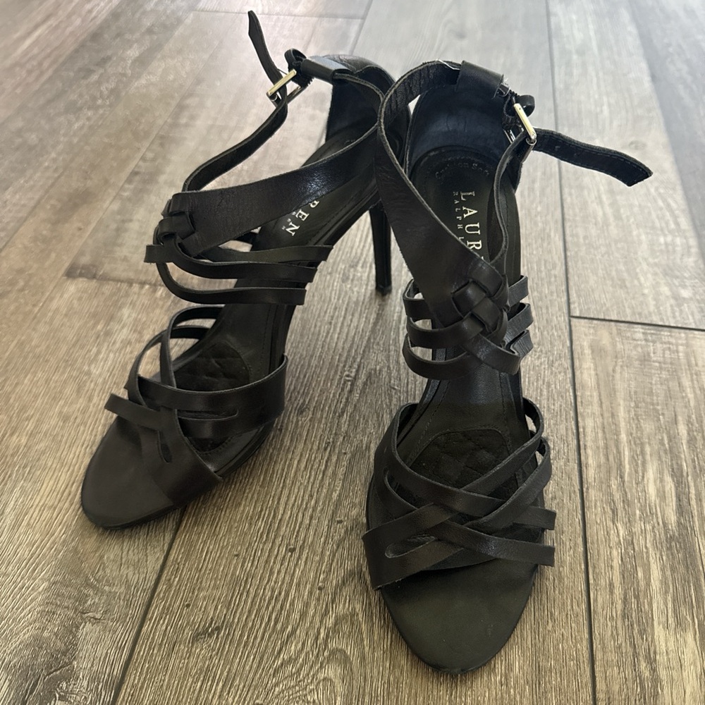 LAUREN RALPH LAUREN - Black Strappy Heels 7
